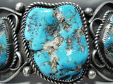 Museum Classic Vintage Native American Navajo Morenci Turquoise Sterling Silver Bracelet-Nativo Arts