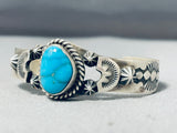 Dynamic Vintage Native American Navajo Blue Gem Turquoise Sterling Silver Bracelet Signed-Nativo Arts