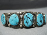 Superior Vintage Native American Navajo Sleeping Beauty Turquoise Sterling Silver Bracelet Old-Nativo Arts