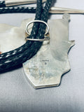 Native American The Most Perfect Inlay Navajo Lapis Sterling Silver Bolo Tie-Nativo Arts