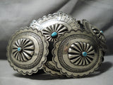 Huge Vintage Native American Navajo Hand Tooled Sterling Silver Turquoise Concho Belt-Nativo Arts