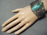 One Of The Best Vintage Native American Navajo Flower Royston Turquoise Sterling Silver Bracelet-Nativo Arts
