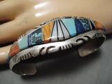 Stunning Modernistic Native American Navajo Native Sterling Silver Turquoise Inlay Bracelet-Nativo Arts