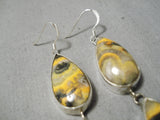 Exquisite Native American Yellowstone Sterling Silver Long Drop Earrings-Nativo Arts