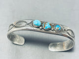 Native American Early 1900's Ingot Silver Vintage Bisbee Turquoise Bracelet Old-Nativo Arts