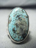 Outstanding San Felipe Signed Pilot Mountain Turquoise Sterling Silver Ring-Nativo Arts