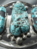 Monster Vintage Native American Navajo Turquoise Boulder Sterling Silver Bracelet Old-Nativo Arts