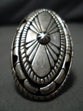 Remarkable Native American L Kay Sterling Silver Concho Ring Old-Nativo Arts