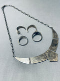 Intricate Vintage Native American Zuni Synth Opal Sterling Silver Necklace Set-Nativo Arts