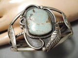 Incredible Vintage Native American Navajo #8 Turquoise Sterling Silver Leaf Bracelet Old-Nativo Arts