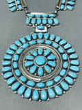 Huge Vintage Native American Navajo Teardrop Turquoise Sterling Silver Necklace-Nativo Arts