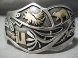 One Of The Best Vintage Native American Navajo Overlay Sterling Silver Gold Bracelet-Nativo Arts