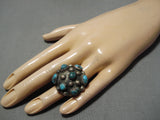 Marvelous Vintage Native American Navajo Domed Lone Mountain Turquoise Sterling Silver Ring-Nativo Arts