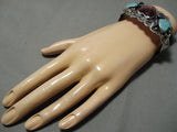Museum Quality Vintage Native American Navajo Heart Amethyst Sterling Silver Turquoise Bracelet-Nativo Arts