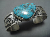 Important Jeanette Dale Spiderweb Turquoise Native American Navajo Sterling Silver Bracelet-Nativo Arts