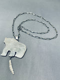 Native American Polar Bear!! Very Unique Vintage Zuni Pearl Turquoise Sterling Silver Necklace-Nativo Arts