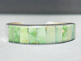 Native American Extremely Rare Damale Turquois Einlay Vintage Navajo Sterling Silver Bracelet-Nativo Arts