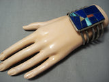 Important Vintage Native American Navajo Olivia Whitethorne Lapis Sterling Silver Bracelet-Nativo Arts