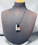 Native American Authentic Santo Domingo Turquoise Coral Onyx Sterling Silver Necklace-Nativo Arts