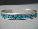 One Of Best Vintage Native American Zuni Spiderweb Turquoise Sterling Silver Bracelet-Nativo Arts