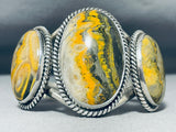 Towering Native American Navajo Honeybee Jasper Sterling Silver Bracelet Signed-Nativo Arts