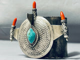 One Of Most Unique Vintage Native American Navajo Turquoise Sterling Silver Bracelet Ever Made-Nativo Arts