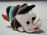 Detailed Native American Sterling Silver Turquoise Pinocchio Disney Ring-Nativo Arts