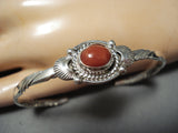 Ange Miller Beautiful Navajo Coral Sterling Silver Bracelet Native American-Nativo Arts