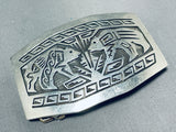 Spectacular Vintage Native American Hopi Handcarved Silver Bears Sterling Silver Buckle-Nativo Arts