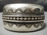 Wide Hand Tooled Vintage Native American Navajo Sterling Silver Bracelet Old-Nativo Arts