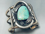 Massive 172 Gram Vintage Native American Navajo Green Turquoise Sterling Silver Bracelet Old-Nativo Arts