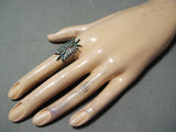 Important Vintage Native American Zuni Alive Quam Turquoise Sterling Silver Ring Old-Nativo Arts