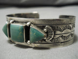 Quality Vintage Native American Navajo Royston Turquoise Sterling Silver 3-stone Bracelet Old-Nativo Arts
