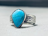 Fabulous Vintage Native American Navajo Blue Diamond Turquoise Sterling Silver Ring-Nativo Arts