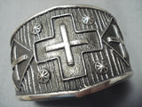 Magnificent Navajo Sterling Silver Cross Bracelet Native American-Nativo Arts