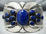 Huge Vintage Native American Navajo Lapis Sterling Silver Bracelet-Nativo Arts