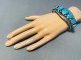 Large Wrist Vintage Native American Navajo Turquoise Sterling Silver Bracelet-Nativo Arts