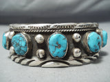 Astonishing Vintage Native American Navajo Old Kingman Turquoise Sterling Silver Bracelet-Nativo Arts