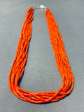 Native American One Of The Finest Santo Domingo Coral Tubule Sterling Silver Necklace-Nativo Arts