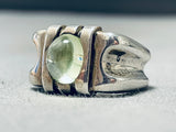 Native American Stunning Vintage Apache Peridot Sterling Silver Thick Heavy Ring-Nativo Arts