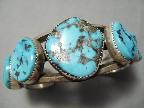 Museum Vintage Native American Navajo Persin Turquoise Sterling Silver Bracelet Old-Nativo Arts