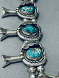 310 Grams Vintage Native American Navajo Turquoise Sterling Silver Squash Blossom Necklace-Nativo Arts
