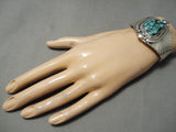 Quality Vintage Native American Navajo Carico Lake Turquoise Sterling Silver Bracelet-Nativo Arts