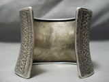 Native American Huge Hand Tooled Vintage Sterling Silver Heavy Tribal Intricate Bracelet-Nativo Arts