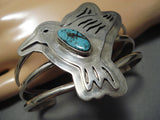 Jeff James Jr Vintage Native American Navajo Hummingbird Turquoise Sterling Silver Bracelet-Nativo Arts