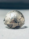 Marvelous Vintage Native American Navajo Sterling Silver Mercury Dime Ring-Nativo Arts