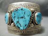 Big Best Vintage Native American Navajo Natural Turquoise Sterling Silver Bracelet Cuff Old-Nativo Arts
