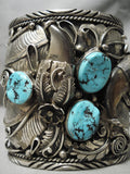 One Of The Biggest Vintage Native American Navajo Native American Navajo Turquoise Sterling Silver Bracelet Old-Nativo Arts