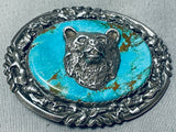 Best Bear Vintage Native American Navajo Turquoise Sterling Silver Buckle-Nativo Arts