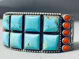 One Of The Most Unique Ever Native American Navajo Squared Turquoise Sterling Silver Bracelet-Nativo Arts